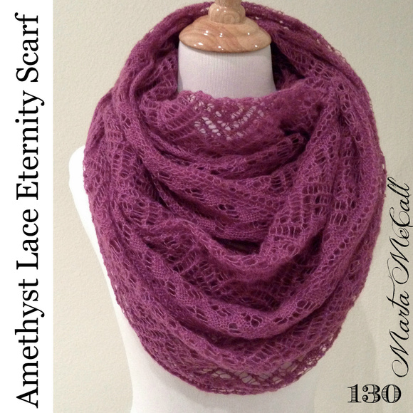 LACE Knit Amethyst Eternity Scarf Beautiful Gift - Picture 1 of 3